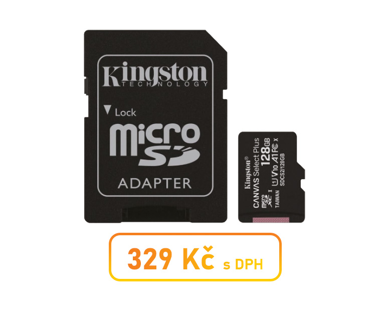 64GB microSDXC Kingston Canvas Select Plus A1 CL10 100MB/s + adapter